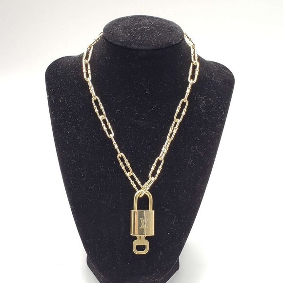 Louis Vuitton Jewelry - Authentic Louis Vuitton Lock and Key Gold Color with Gold Plated Chain Necklace